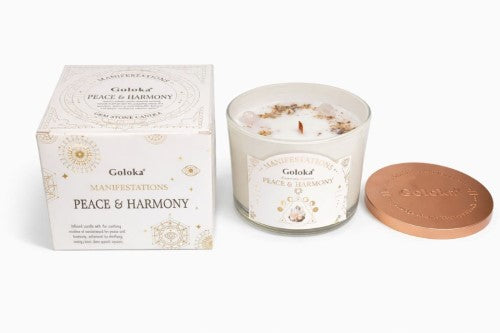 Infused Candle - Goloka Manifestations Peace & Harmony 9oz (Clear Quartz)