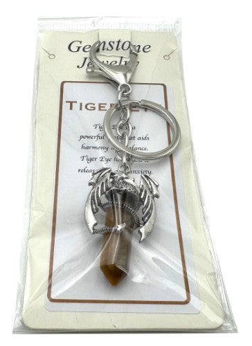 Keyring - Dragon Wings Gemstone Point Tiger Eye (Set of 6)