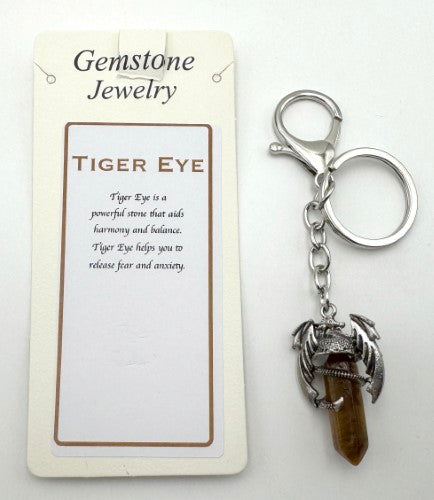 Keyring - Dragon Wings Gemstone Point Tiger Eye (Set of 6)
