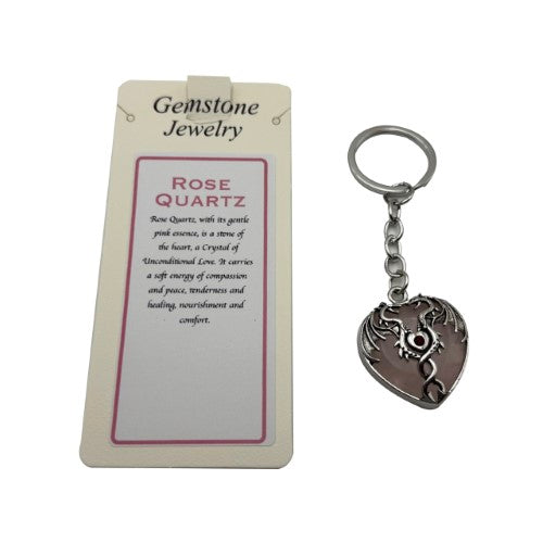 Keyring - Mystical Dragon Heart Rose Quartz (Set of 6)