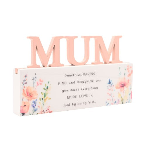 Standing Plaque - The Cottage Garden Floral Word Mum (10.5cm)