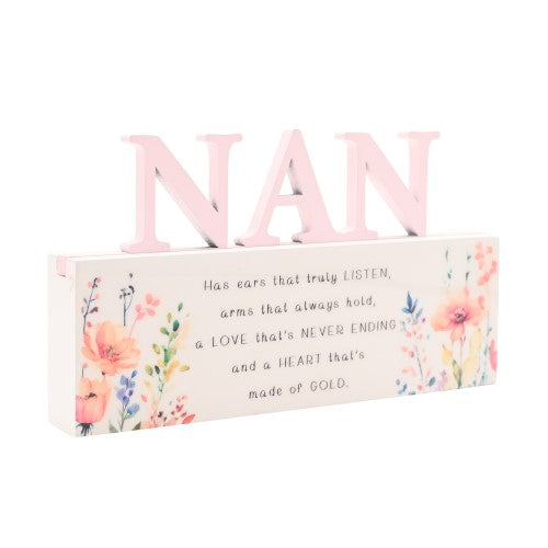 Standing Plaque - The Cottage Garden Floral Word Nan (10.5cm)