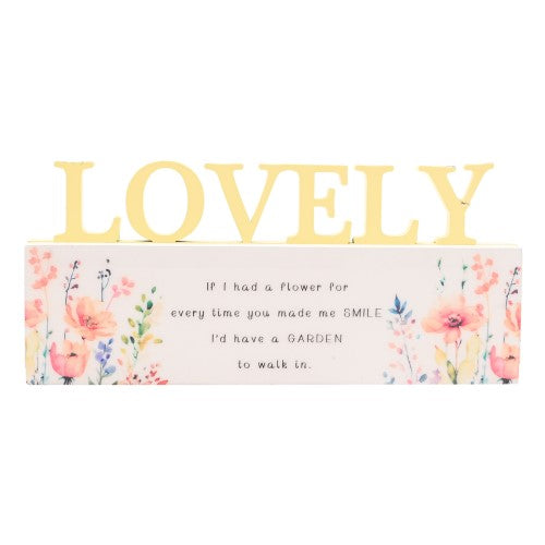 Standing Plaque - The Cottage Garden Floral Word Lovely (17.5cm)