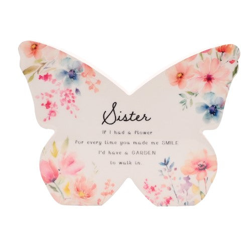 Standing Plaque - The Cottage Garden Floral Mantel Butterfly Sister (14cm)