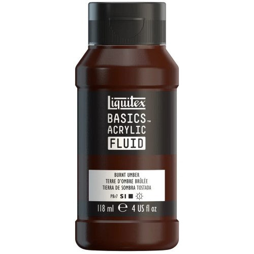 Liquitex Basics Acrylic Fluid Paints 118ml BURNT UMBER