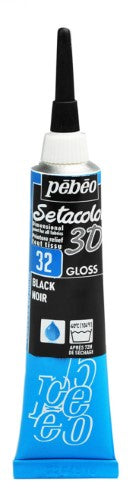 Pebeo 3D Setacolor Paints 20ml BLACK GLOSS
