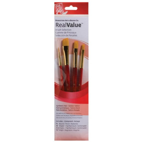 Princeton Real Value Synthetic Golden Taklon 9123 Brushes Set of 4
