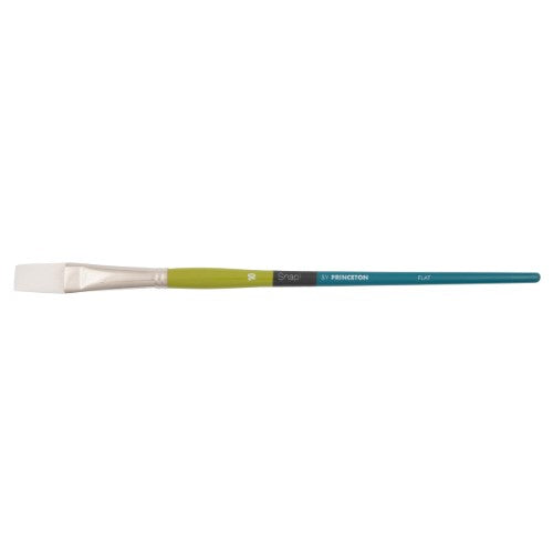 9800 Long Handle White Synthetic Taklon Flat Brushes WHITE FLAT 10