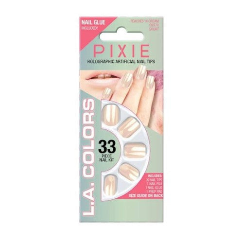 Short Nail Tip Kit - LA Colors Pixie Holographic (33pc)