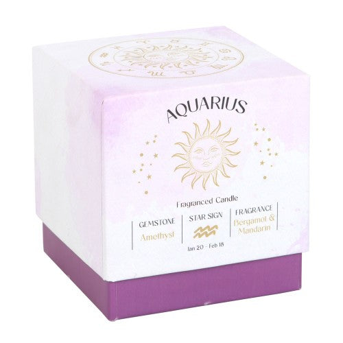 Aquarius Bergamot & Mandarin Gemstone Glass Candle