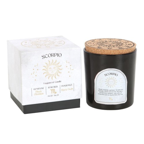 Scorpio Black Oudh Gemstone Glass Candle
