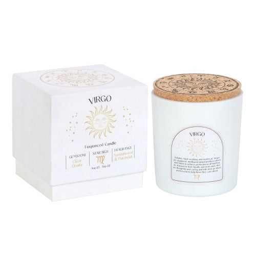 Virgo Sandalwood & Patchouli Gemstone Glass Candle