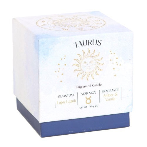 Taurus Amber & Vanilla Gemstone Glass Candle