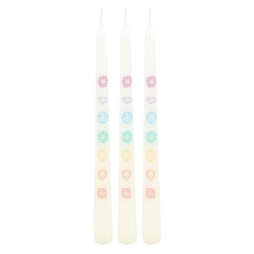 Set of 3 White Chakra Dinner Candles