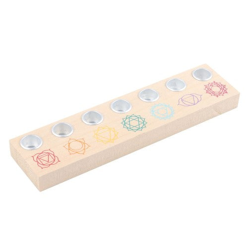 Seven Chakras Wooden Energy Candle Holder