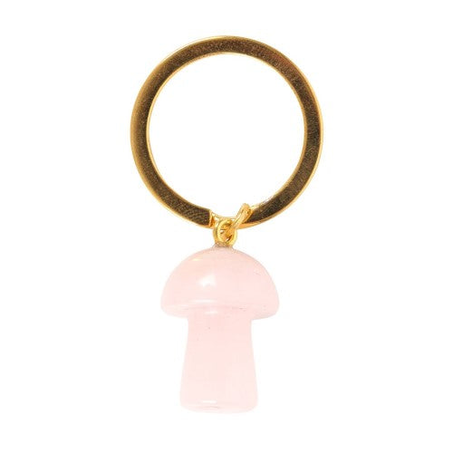 Rose Quartz Mushroom Keyring