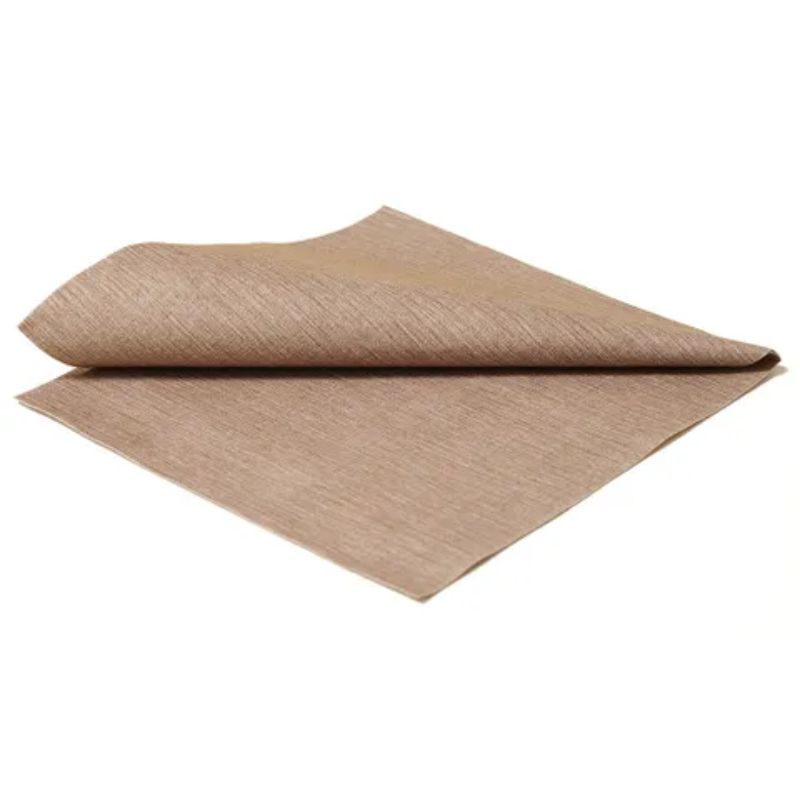 Pack of 60 elegant cocoa disposable napkins, 40 x 40 cm, fabric-like feel, recyclable, ideal for special events.