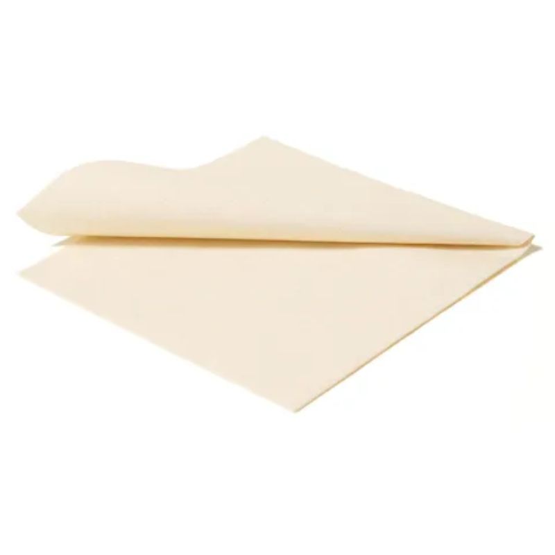 Elegant champagne-colored napkins, 40x40 cm, perfect for parties, eco-friendly, and made from premium recycled material.
