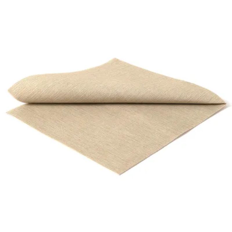 Elegant taupe disposable napkins, 40x40 cm, resembling linen, perfect for stylish events, pack of 45, eco-friendly design.