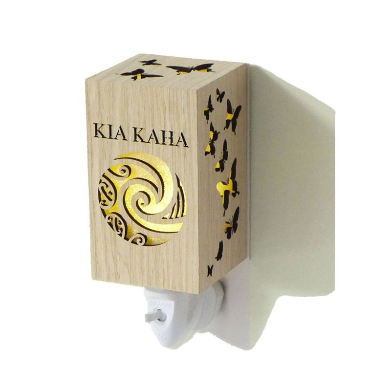 Kia Kaha Wood Grain Plug In Night Light