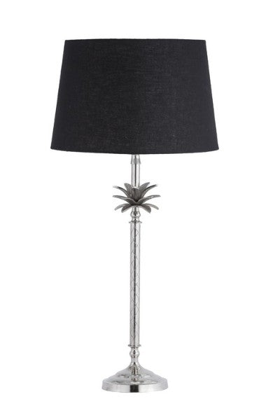 Table Lamp with Shade - 52cm (Lamp - Nickel / Shade - Black Linen)