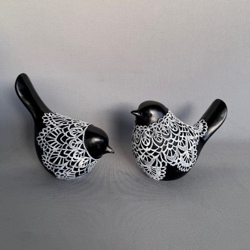 Ornament - Black & White Birds 13 x 13cm (S/2 )
