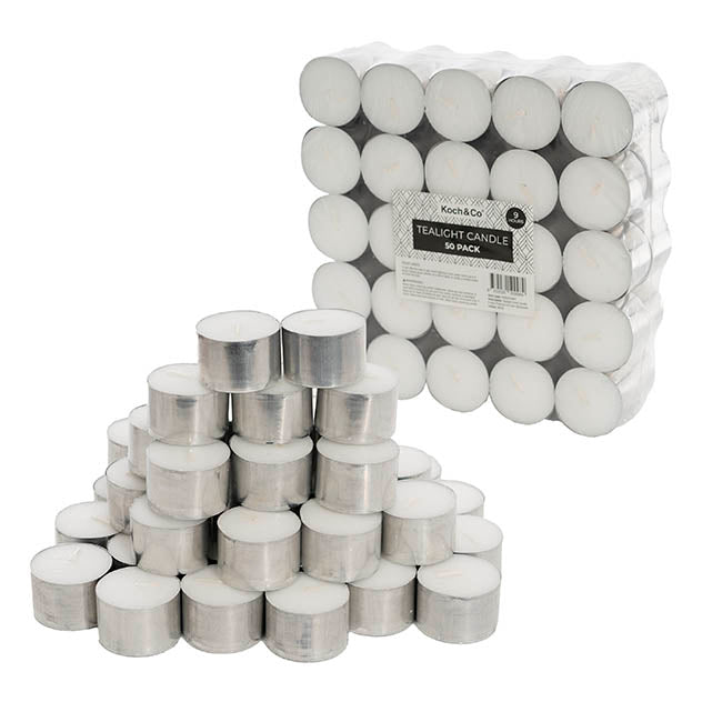 Tealight Event Candle 9 Hour Premium 50 Pack White
