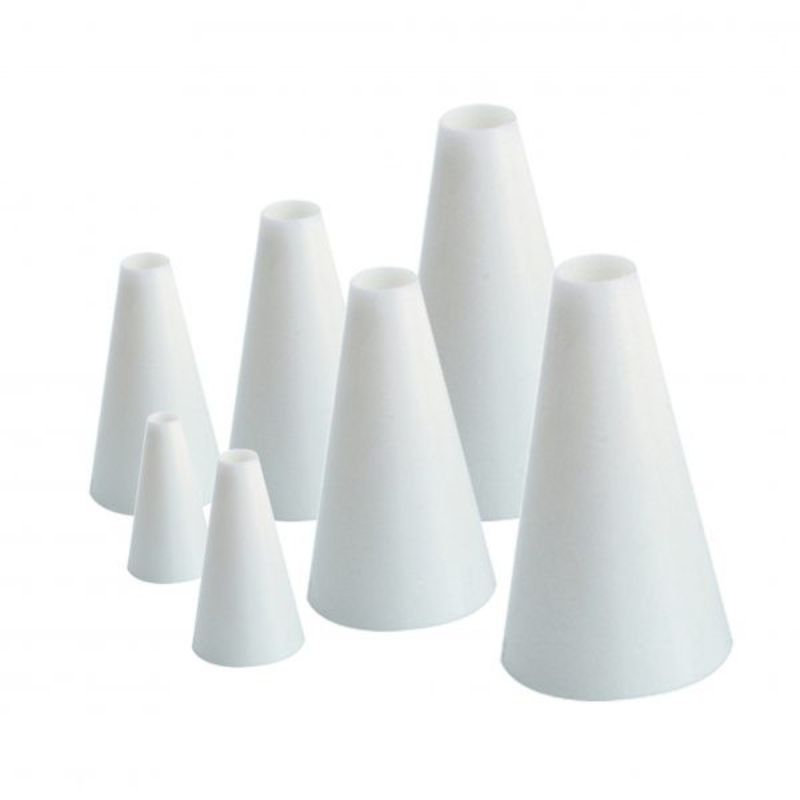 Set of 7 plain stainless steel tubes for piping and garnishing, ideal for chefs and home cooks.