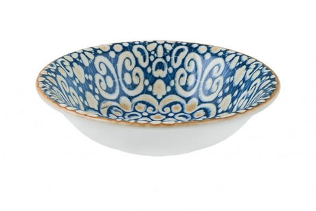 Elegant 90mm Bonna Alhambra Dish with intricate pattern, chip, scratch, and thermal shock resistant, perfect for versatile dining.
