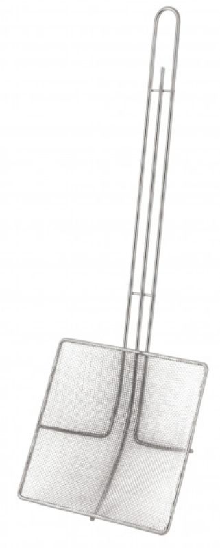 Chef Inox Square Skimmer 160mm with stainless steel mesh for efficient food draining and sleek kitchen design.