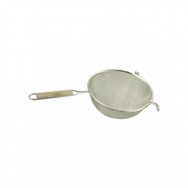 Chef Inox 70mm fine mesh strainer, stainless steel, perfect for straining liquids and sifting flour with a comfortable handle.