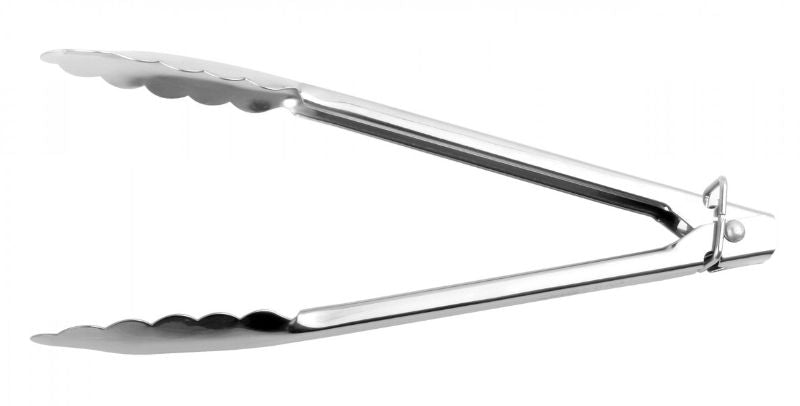 Chef Inox 300mm stainless steel tongs, ergonomic design for superior grip, perfect for grilling and serving.