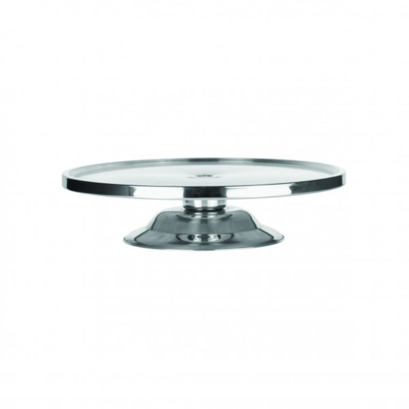 Stainless steel Chef Inox Cake Stand, 300x75mm, perfect for showcasing cakes at any event.