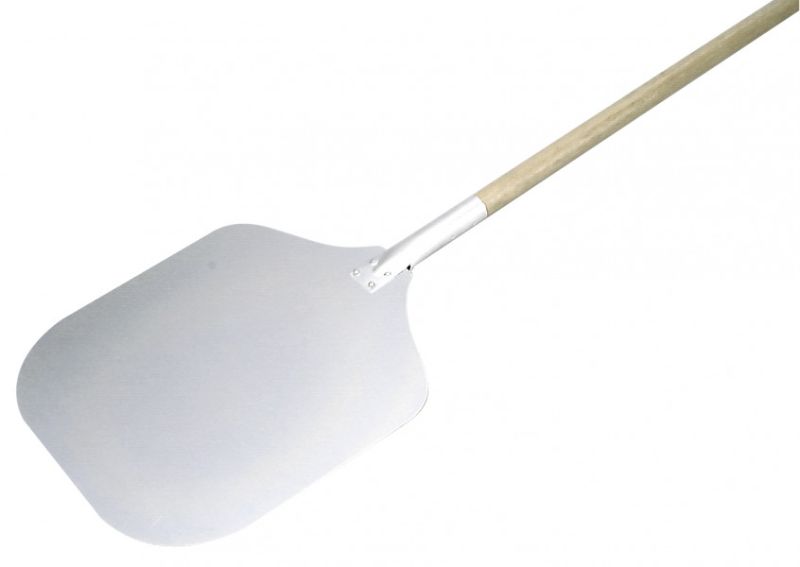 Durable Chef Inox Aluminium Pizza Peel with 30x30 cm surface and 910mm handle for safe and easy pizza handling.
