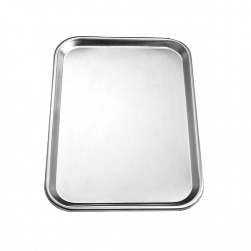 Rectangular stainless steel tray 300x230mm, ideal for roasting, baking, and serving with modern, durable design.