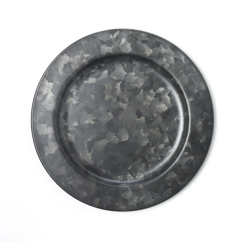 Chef Inox Coney black plate with rim, 230mm diameter for elegant food presentation in kitchens.