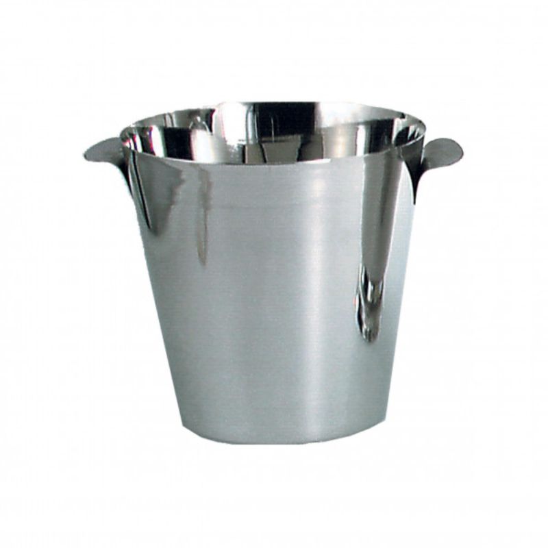 Polished stainless steel wine bucket with 3.4L capacity for chilling beverages elegantly at gatherings.