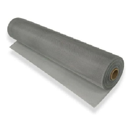 Durable grey fibreglass gauze, 900MM x 30M, 14x14 mesh, ideal for insect prevention and window protection.