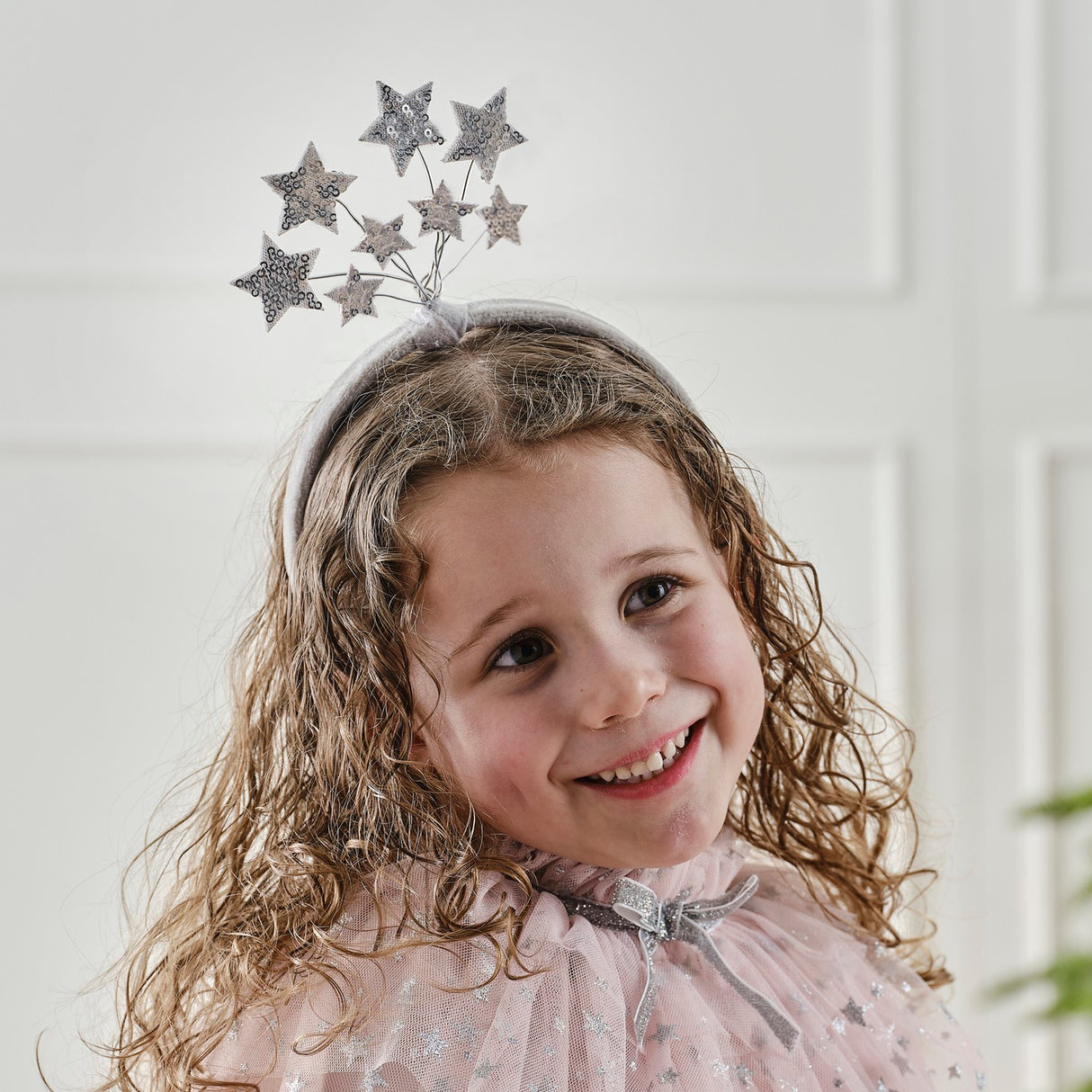 Fancy Dress Headband - Pink & Silver Sequin Star