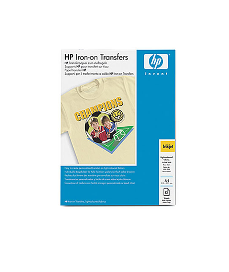 HP A4 Iron-on Transfer Paper pack of 10 sheets for vibrant, durable custom designs on T-shirts and more.
