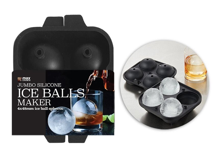 Jumbo Ice Balls Tray - Bakeart 4pc Silicone 48mm (12 Units)