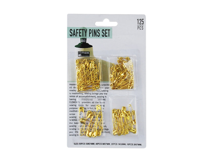 Safety Pins - Gold Asstd 125 pc (24 Packs)