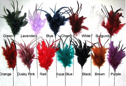 Bright Red Fluffy Feather Spray x 12