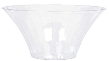 Clear 18cm small plastic flared bowl, ideal for serving appetizers and snacks with modern elegance.