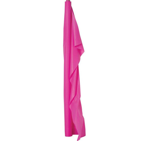 Bright pink plastic table roll measuring 1.22m x 30.48m, perfect for vibrant party decor.