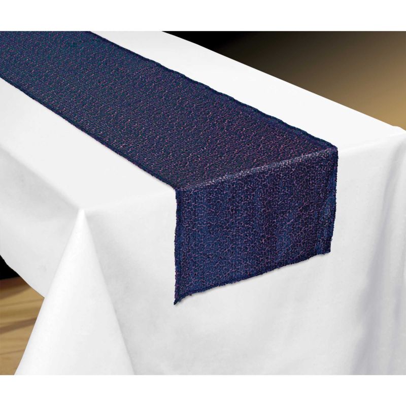 Elegant fabric table runner in Sparkling Sapphire, 33cm x 182cm, perfect for enhancing dining decor and protecting tables.