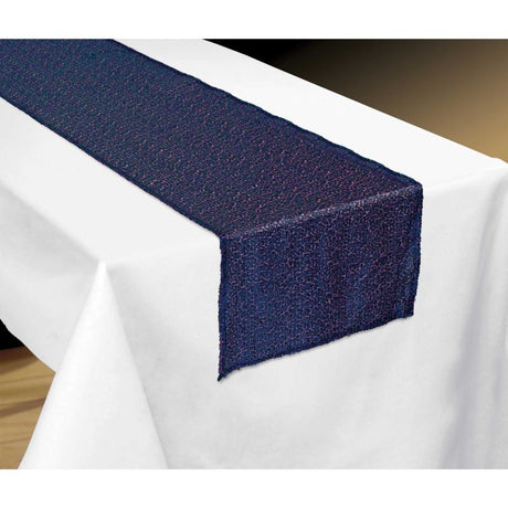 Elegant fabric table runner in Sparkling Sapphire, 33cm x 182cm, perfect for enhancing dining decor and protecting tables.