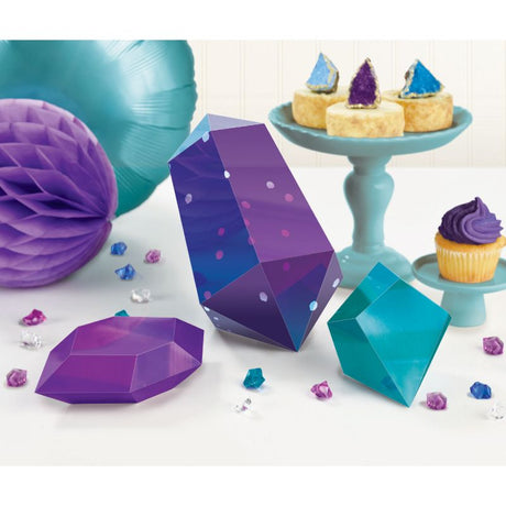 3D table decorating kit featuring elegant sapphire-themed designs, enhancing celebrations with shimmering centerpiece pieces.