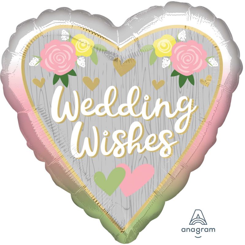 Stunning 45cm foil balloon with ombre design, perfect for expressing wedding wishes at bridal showers and receptions.