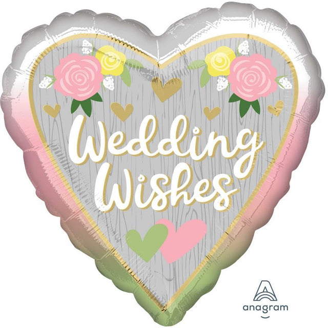 Stunning 45cm foil balloon with ombre design, perfect for expressing wedding wishes at bridal showers and receptions.